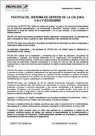 Azulejera Cerámica Cordobesa S.L. Política del sistema de gestión de la calidad y de I+D+I