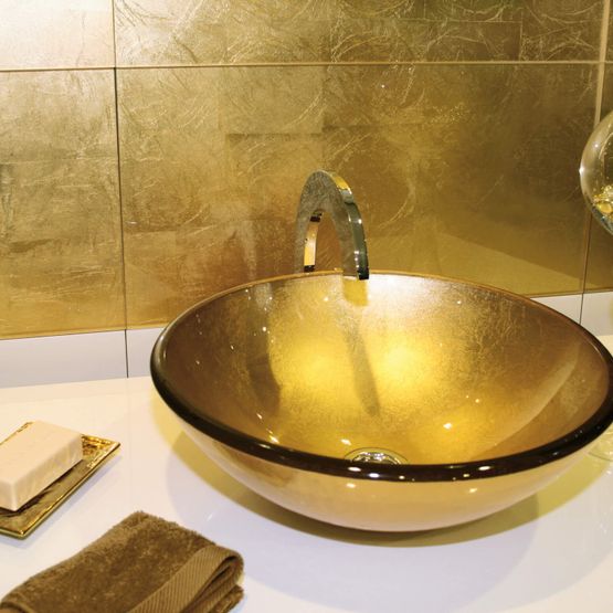 Azulejera Cerámica Cordobesa S.L. lavabos de cristal pan de oro