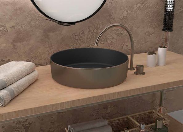 Azulejera Cerámica Cordobesa S.L. lavabo de porcelana extra fino mate osiris negro bronce