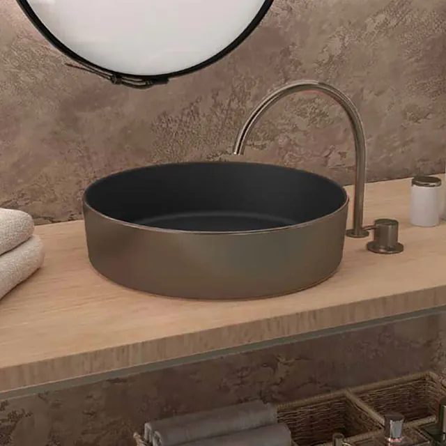 Azulejera Cerámica Cordobesa S.L. lavabo de porcelana extra fino mate osiris negro bronce