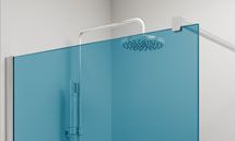 Azulejera Cerámica Cordobesa S.L. mamparas de ducha y baño de hojas correderas TAKE cristal azul