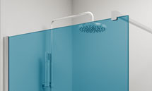 Azulejera Cerámica Cordobesa S.L. mamparas de ducha y baño de hojas abatible o plegable NEWGLASS cristal azul