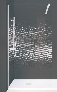 Azulejera Cerámica Cordobesa S.L. decoración en mamparas para ducha arenado dots