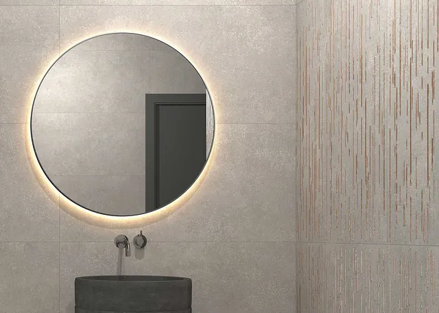 Azulejera Cerámica Cordobesa S.L. SERIE MURO; REVESTIMIENTO: Porcelánico 50x100 cm Muro Grey Natural, Muro Grey Strappato 50x100. PAVIMENTO: Porcelánico Muro Grey Natural 50x100 cm